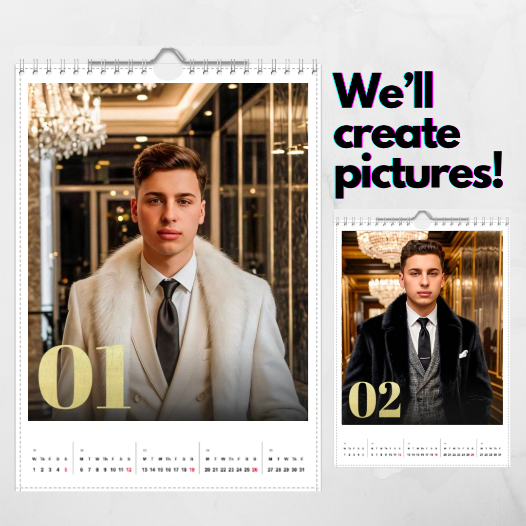 Elite Class Edition Personalised Fun AI Calendar 2025 - we'll make all the pictures