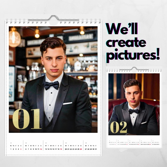 Jacket Party Edition Personalised Fun AI Calendar 2025 - we'll make all the pictures