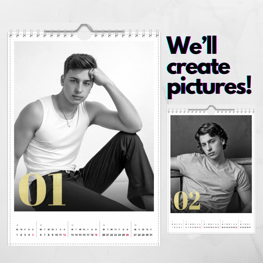 Black White Personalised AI Fun Calendar 2025 - we'll make all the pictures
