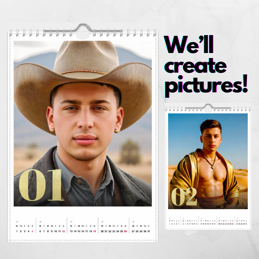 Through The Centuries Edition Personalised Fun AI Calendar 2025 - we'll make all the pictures